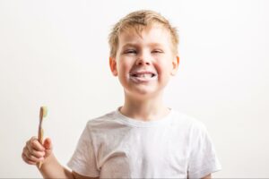 Boy brushing teeth